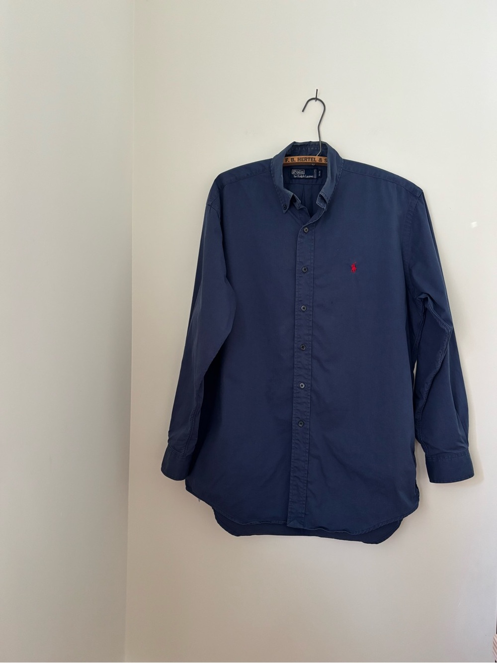 Vintage Polo by Ralph Lauren 90s casual button up indigo with red embroidery